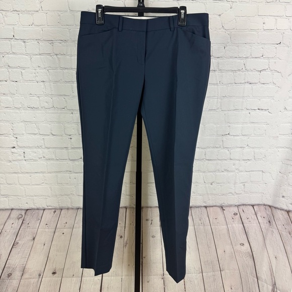 Lafayette 148 Navy Straight Leg Dress Pants Side Stripe Size 10 - Picture 1 of 7